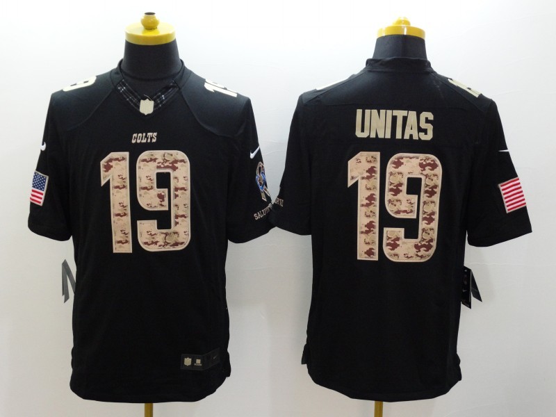 Men's Indianapolis Colts Johnny Unitas #19 Black Jersey
